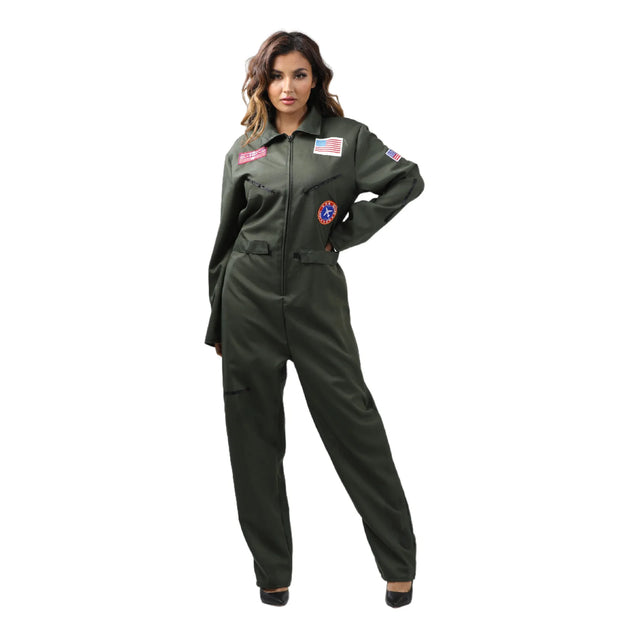 Womens Pilot Flight Suit Costume Jumpsuit Adult Costumes