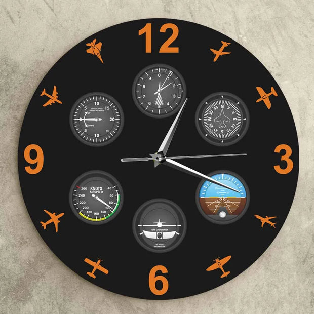 12 Inch Airplane Instrument Wall Clock