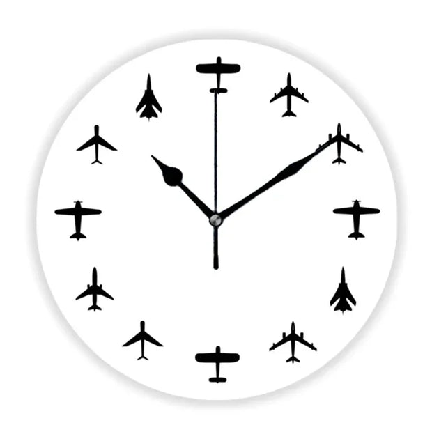 Aviation Aircraft Large Wall Clock for Pilot Airplane Flight Round Wall Watch Living Room Home Decor