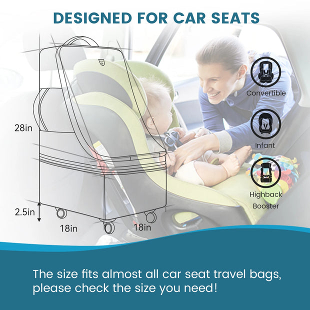 Rolling Car Seat Travel Bag Carseat Cover for Airplane Baby Travel Essentials with 4 Wheels Backpack for Car Seats Adjustable