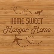Home Sweet Hangar Home Bamboo Square Coaster Set with Holder