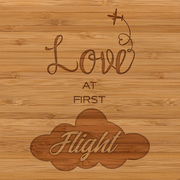 Love At First Flight Bamboo Square Coaster Set with Holder