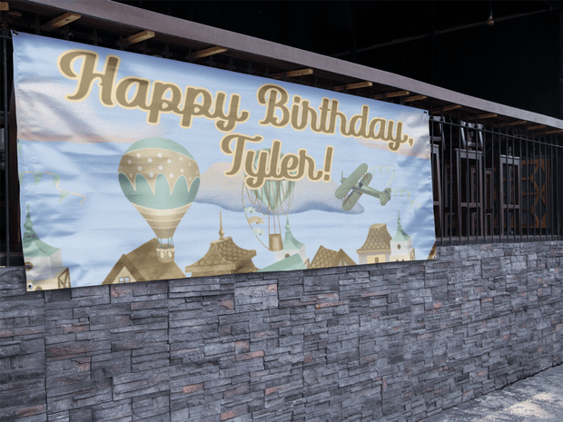 Hot Air Balloons Birthday Banner - Boy