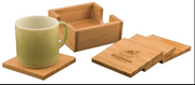 Love At First Flight Bamboo Square Coaster Set with Holder