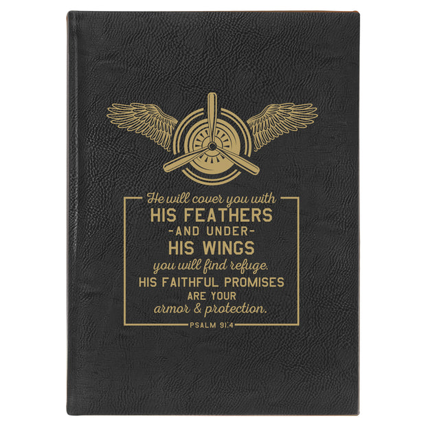 He Will Cover You Leatherette Journal