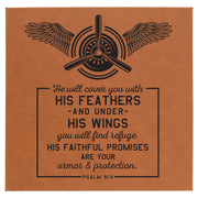 He Will Cover You Leatherette Wall Decor - 10x10 or 14x14