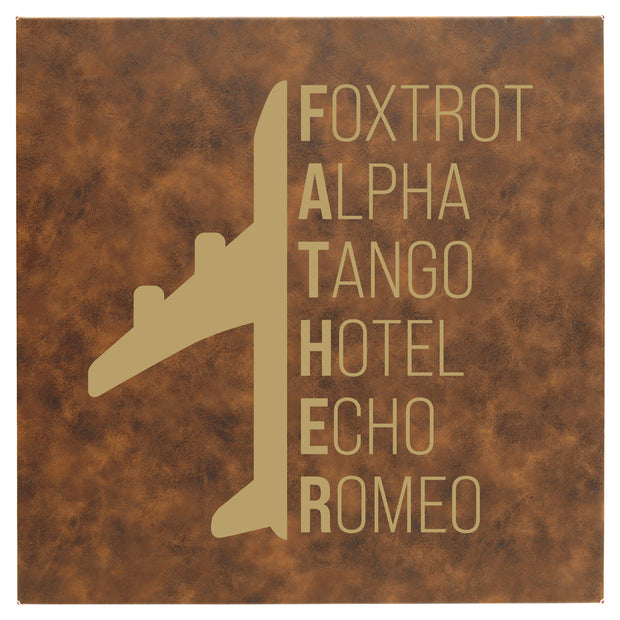 Phonetic Father Leatherette Wall Decor - 10x10 or 14x14