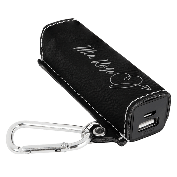 Heart with Paper Plane Leatherette 2200 mAh Power Bank with USB Cable