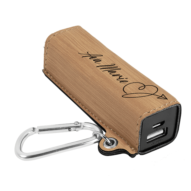 Heart with Paper Plane Leatherette 2200 mAh Power Bank with USB Cable