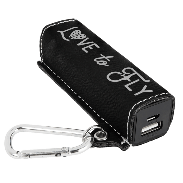 Love to Fly Leatherette 2200 mAh Power Bank with USB Cable