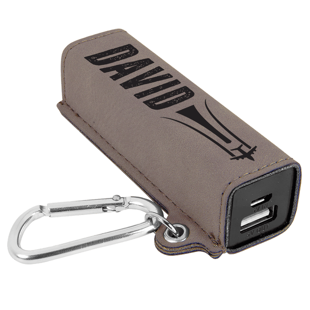 Name with Plane Customizable Leatherette 2200 mAh Power Bank with USB Cable