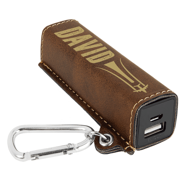 Name with Plane Customizable Leatherette 2200 mAh Power Bank with USB Cable