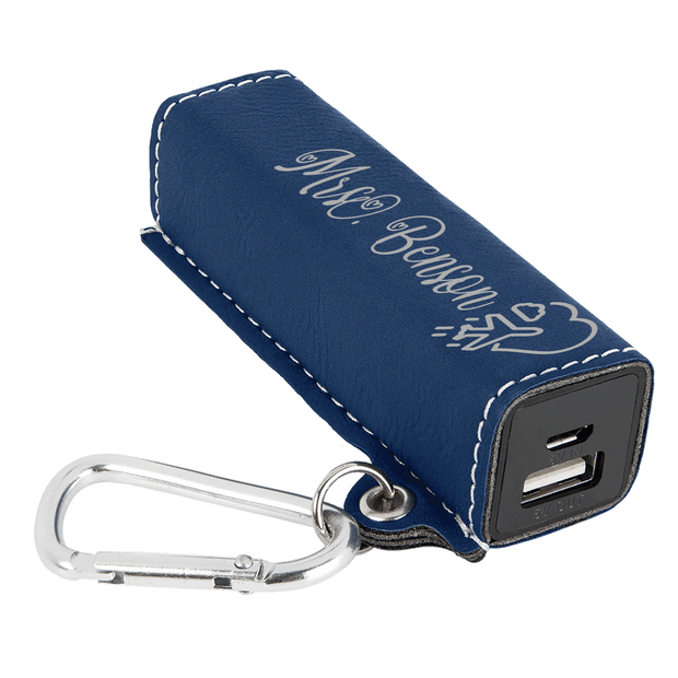 Plane with Heart Customizable Leatherette 2200 mAh Power Bank with USB Cable