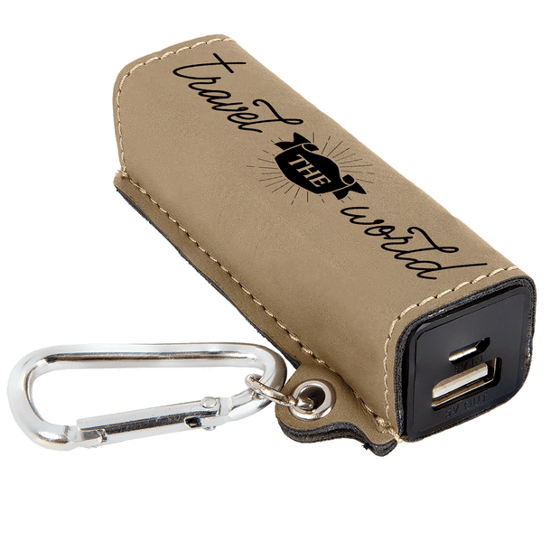 Travel the World Leatherette 2200 mAh Power Bank with USB Cable