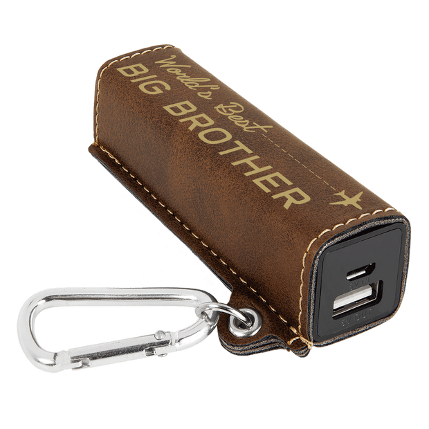 World's Best ...  Customizable Leatherette 2200 mAh Power Bank with USB Cable