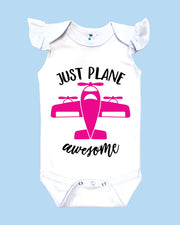 Just Plane Awesome White Flutter Sleeve Onesie