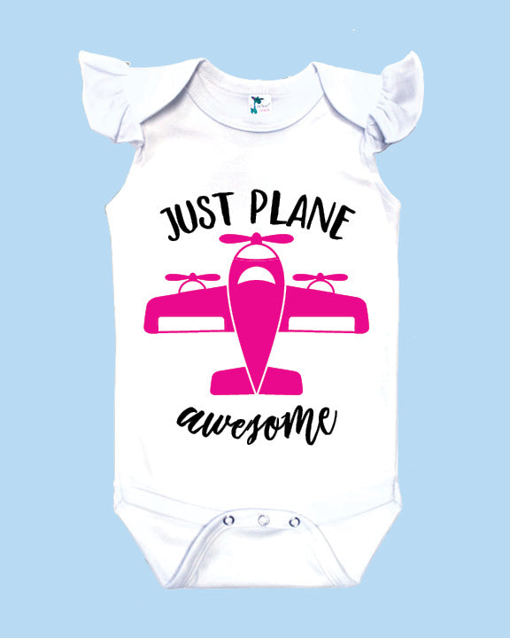 Just Plane Awesome White Flutter Sleeve Onesie